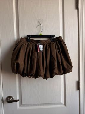 PrettyLittleThing Brown Bubble Mini Skirt